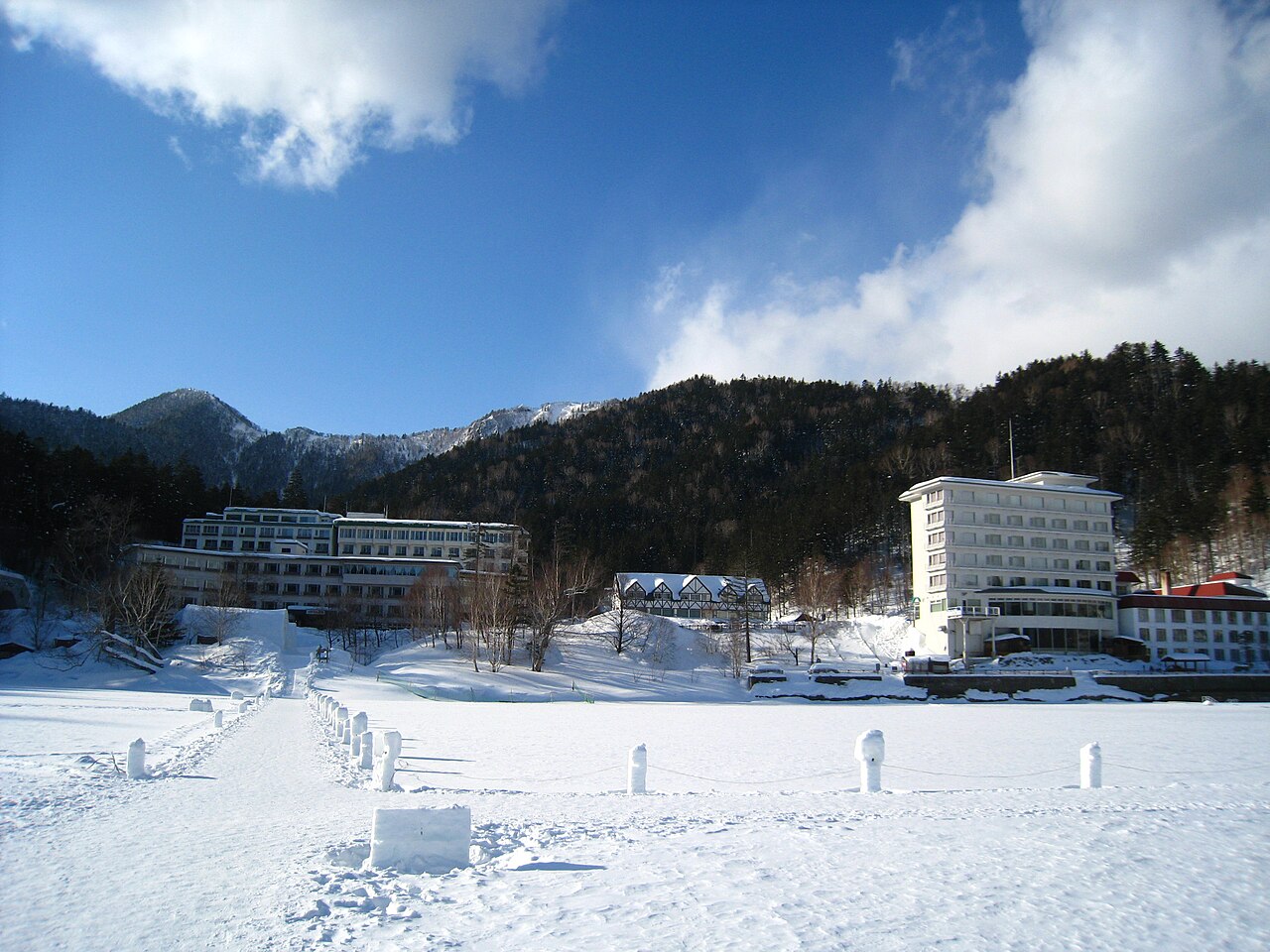 然別湖畔温泉の風景